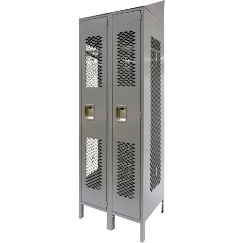 Casiers ventil&eacute;s, Bloc de 2, 24" x 18" x 88", Acier, Gris, D&eacute;mont&eacute;, Perfor&eacute; Sécurité Médic