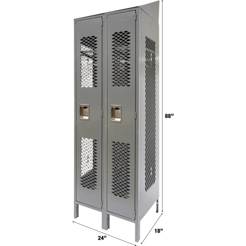Casiers ventil&eacute;s, Bloc de 2, 24" x 18" x 88", Acier, Gris, D&eacute;mont&eacute;, Perfor&eacute; Sécurité Médic