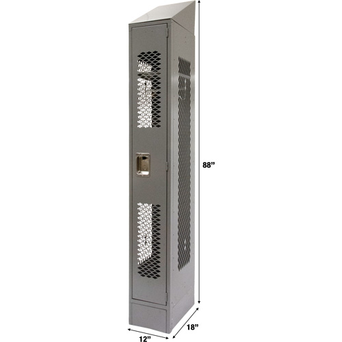 Vented Lockers, 12" x 18" x 88", Steel, Grey, Knocked Down, Perforated Sécurité Médic