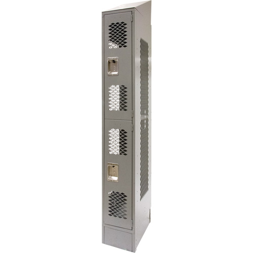 Vented Lockers, 2 -tier, 12" x 18" x 88", Steel, Grey, Knocked Down, Perforated Sécurité Médic