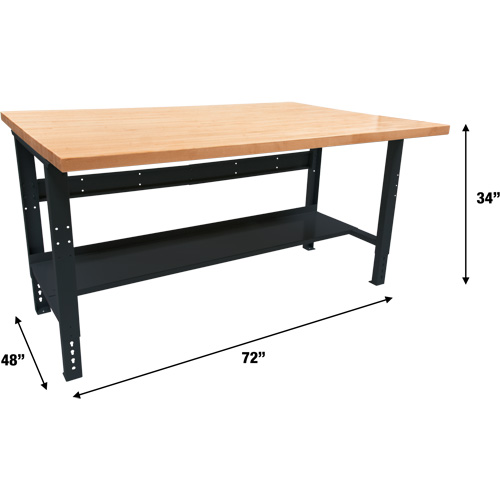 Industrial Modular Workbench, 1000 lbs. Cap., 72" W x 48" D Sécurité Médic