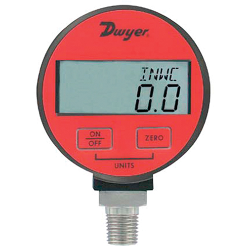 Pressure Gauge, 2-31/50" , 30" Hg Vac., Bottom Mount, Digital Sécurité Médic