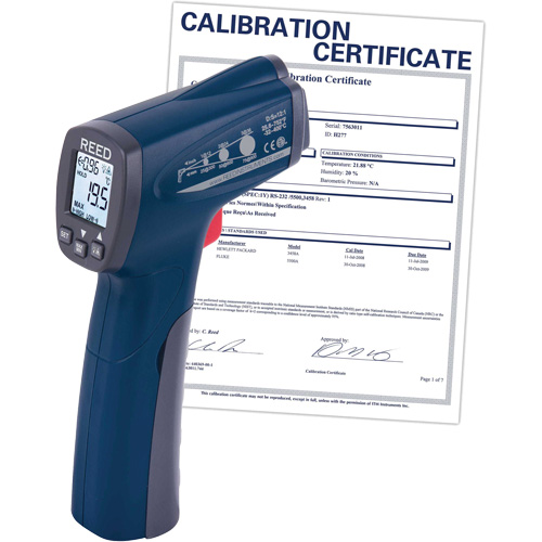 Infrared Thermometer with Calibration Certificate, -25.6°- 752° F ( -32° - 400° C ), 12:1, Adjustable Emmissivity Sécurité Médic