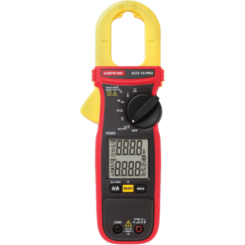 Multim&egrave;tre TRMS &agrave; pince avec &eacute;cran double ACD-14-PRO, Tension c.a./c.c., Courant c.a. Sécurité Médic