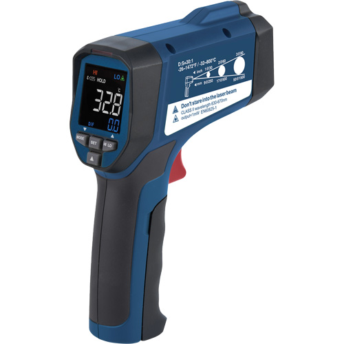 Thermom&egrave;tre &agrave; infrarouge professionnel, -26 - 1472° F ( -32 - 800° C ), 30:1, &eacute;missivit&eacute; Ajustable Sécurité Médic