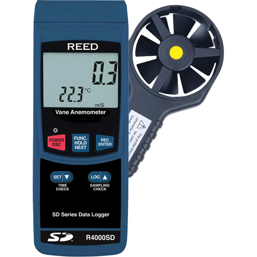 Thermo-Anemometer, Data Logging, 0.4 - 30 m/sec Air Velocity Range Sécurité Médic