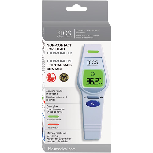 Thermom&egrave;tre frontal sans contact, 0°C - 100.0°C (32,0°F - 212,0°F), &eacute;missivit&eacute; Fixe Sécurité Médic