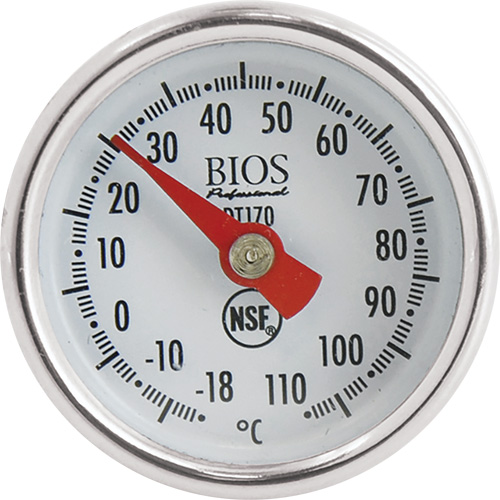 Thermom&egrave;tre &agrave; cadran 1 po/2,5 cm °C seulement avec manchon d'&eacute;talonnage, Contact, Analogique, 0,4-230°F (-18-110°C) Sécurité Médic