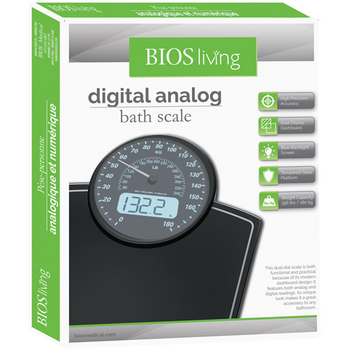 Digital Analog Scale, 396 lbs. Cap., 100 g / 0.2 lbs. Graduations Sécurité Médic