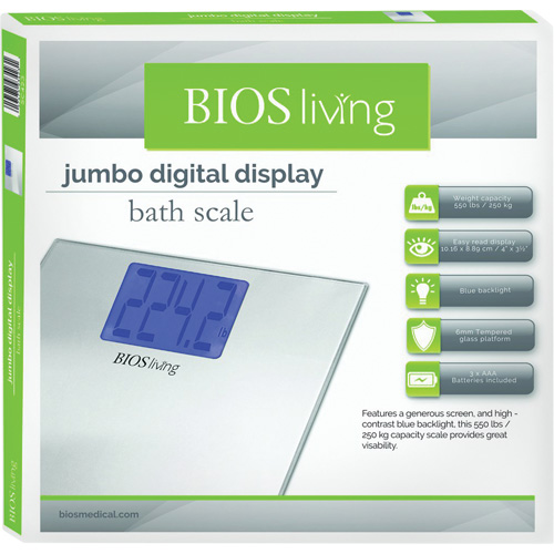 Jumbo Digital Display Scale, 550 lbs. Cap., 0.2 lbs. / 0.1 kg Graduations Sécurité Médic