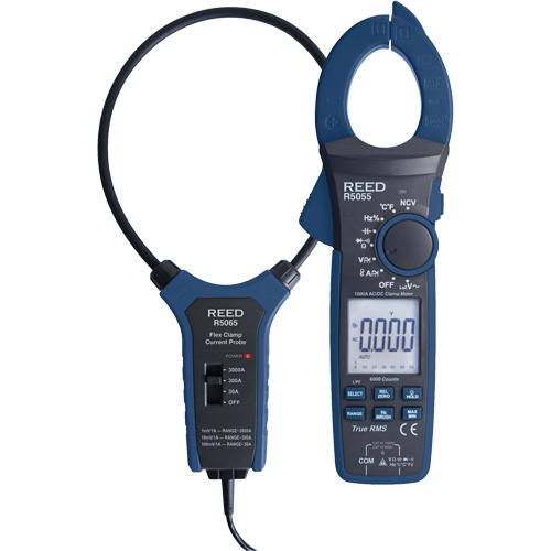 True RMS Clamp Meter with Flexible Current Probe & Calibration Certificate, AC/DC Voltage, AC/DC Current Sécurité Médic
