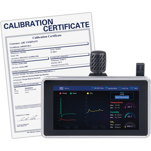 Analyseur de la qualit&eacute; de l'air avec support mural/de bureau et certificat de calibration Sécurité Médic