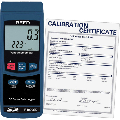 Thermo-Anemometer with Calibration Certificate, Data Logging, 0.4 - 30 m/sec Air Velocity Range Sécurité Médic