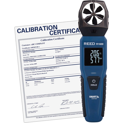 Bluetooth Smart Series Vane Anemometer with Calibration Certificate, Data Logging, 0.6 - 25 m/sec/118 - 4921 ft./min/2.1 - 90 Km/hr/1.3 - 55.9 Mph Air Velocity Range Sécurité Médic
