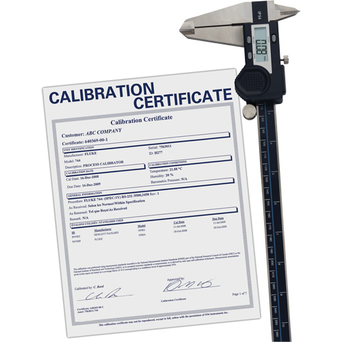 Digital Caliper with Traceable Certificate, 0.0005" (0.01 mm) Resolution, 0" - 12" (0 mm - 300 mm) Range Sécurité Médic