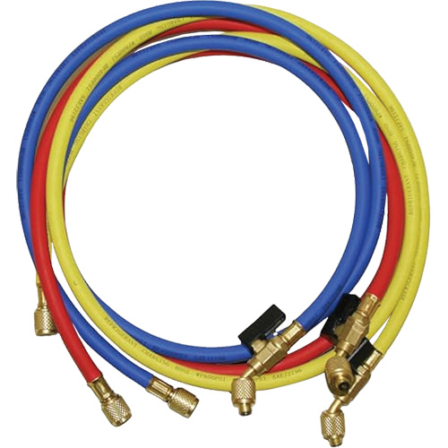 Tuyaux de charge de r&eacute;frig&eacute;rant avec robinet &agrave; boisseau et raccords SAE 1/4" Sécurité Médic