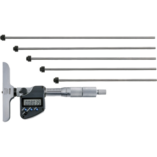 Digital Depth Micrometer with Interchangeable Rod, 0" - 12" (0 mm - 304.8 mm) Range, 0.00005" (0.001 mm) Resolution Sécurité Médic