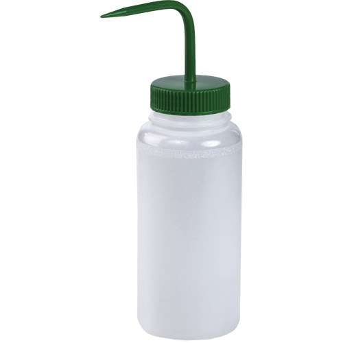 Wide-Mouth Polyethylene Wash Bottle with Green Polypropylene Cap Sécurité Médic