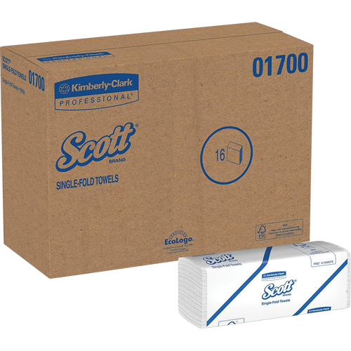Scott&reg; Single Fold Towels, 1 Ply, 10-1/2" L x 9-3/10" W, 250 /Pack Sécurité Médic