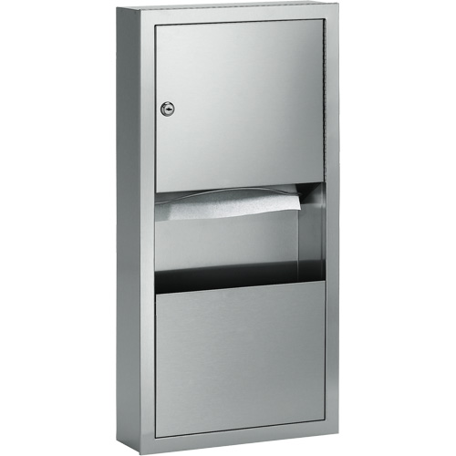 Combination Towel Dispenser with Waste Receptacle, Manual, 14" W x 4" D x 28" H Sécurité Médic