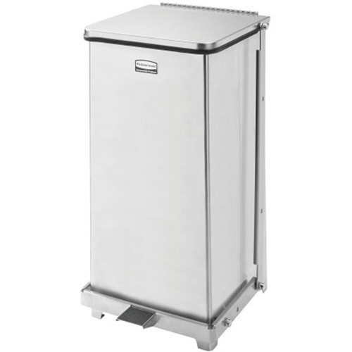 Corbeille &agrave; p&eacute;dale carr&eacute;e avec doublure Defenders, Acier inoxydable, Capacit&eacute; 6,5 gal. US Sécurité Médic