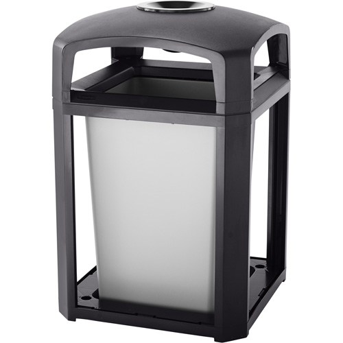 Cendrier et corbeille pour d&eacute;chets de s&eacute;rie Landmark, Plastique, Capacit&eacute; 35 gal. US, Hauteur 40" Sécurité Médic