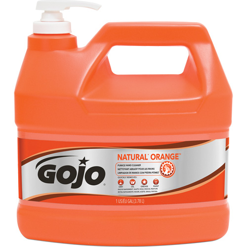 Nettoyant &agrave; mains Natural Orange, Pierre ponce, 3,78 L, Bouteille &agrave; pompe, Agrumes/Orange Sécurité Médic