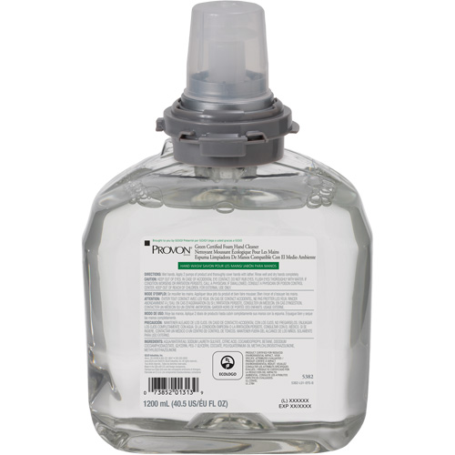 Savon pour les mains certifi&eacute; vert pour distributeur PROVON TFX, Mousse, 1200 ml, Parfum&eacute; Sécurité Médic