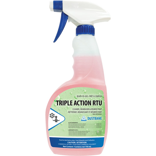 Action triple - nettoyant, d&eacute;graissant et d&eacute;sinfectant, 750 ml, Bouteille &agrave; g&acirc;chette Sécurité Médic