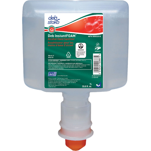 InstantFoam&reg; Sanitizer, 1000 ml, Cartridge Refill, 72% Alcohol Sécurité Médic