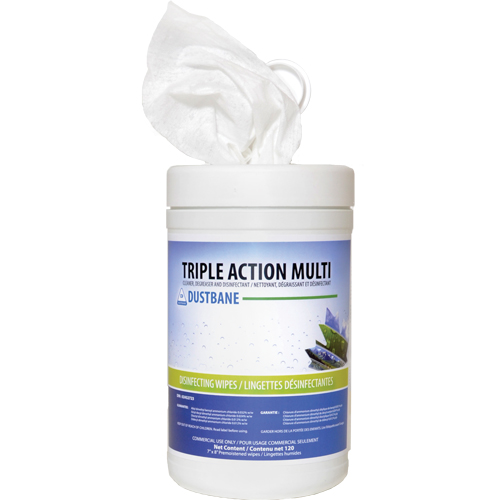 Triple Action Multi Disinfecting Wipes, 7" x 8", 120 Count Sécurité Médic