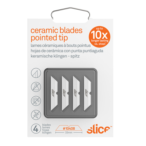 Slice Pointed-Tip Ceramic Box Cutter Blades, Single Style Sécurité Médic