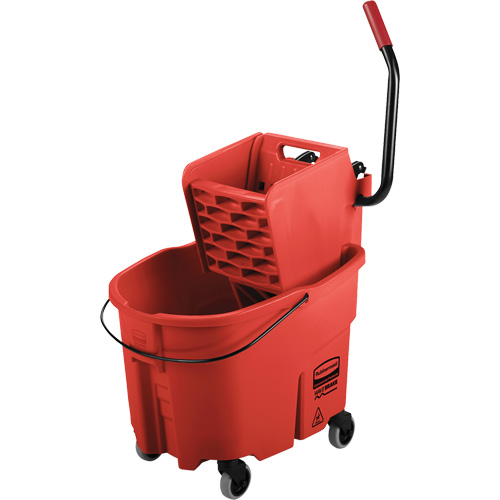 WaveBrake&reg; Mop Bucket & Wringer Combo Pack, Side Press, 8.75 US Gal.(35 Quart), Red Sécurité Médic