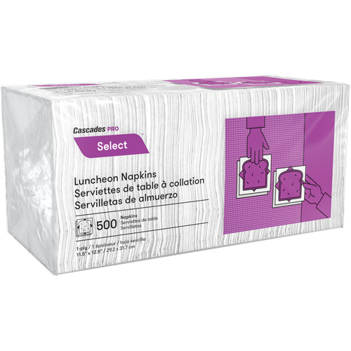 Pro Select 1/4 Fold Luncheon Napkins, 1 Ply, 12.5" x 11.5" Sécurité Médic