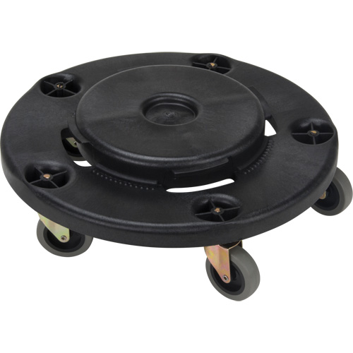 Waste Container Dolly, Polypropylene, Black, Fits: 24" Dia. Sécurité Médic