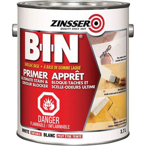 B-I-N&reg; Shellac-Base Sealer Primer, 3.7 L, Gallon, Tintable White Sécurité Médic