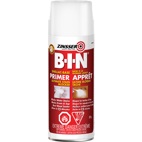 B-I-N&reg; Shellac-Base Sealer Primer, 369 g, Aerosol Can, White Sécurité Médic