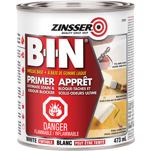 B-I-N&reg; Shellac-Base Sealer Primer, 473 ml, Can, Tintable White Sécurité Médic
