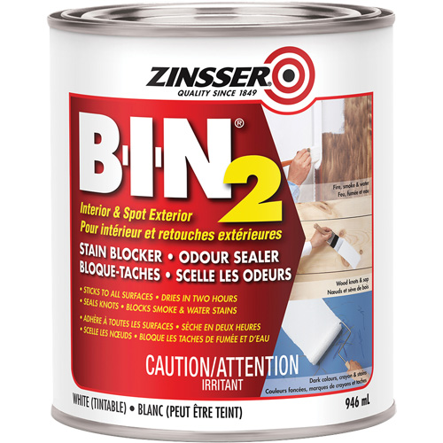 B-I-N&reg; 2 Primer, White, Very Flat, 946 ml, Can Sécurité Médic