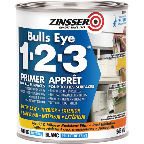 Bulls Eye 1-2-3&reg; Water-Base Primer, 946 ml, Can, White Sécurité Médic