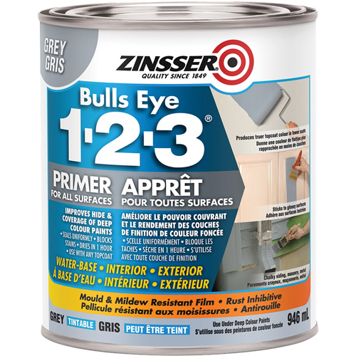 Appr&ecirc;t &agrave; base d'eau Bulls Eye 1-2-3, 946 ml, Canette, Gris Sécurité Médic