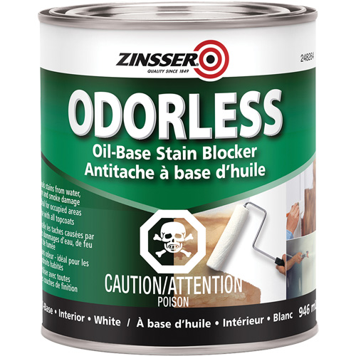 Odourless Oil-Base Stain Blocking Primer, White, Very Flat, 946 ml, Can Sécurité Médic