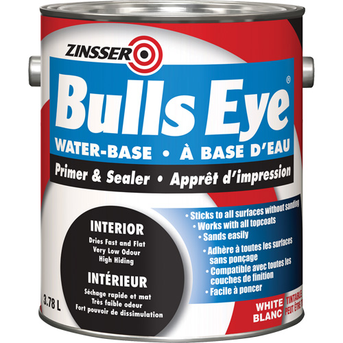 Bulls Eye&reg; Water Based Primer, 3.78 L, Gallon, White Sécurité Médic