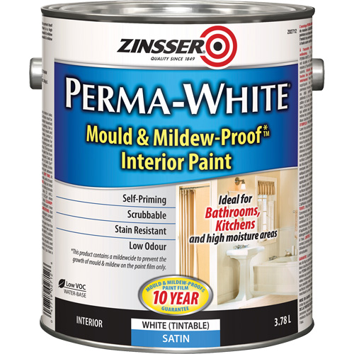 Perma-White&reg; Mold & Mildew-Proof Interior Paint, 3.78 L, Gallon, White Sécurité Médic