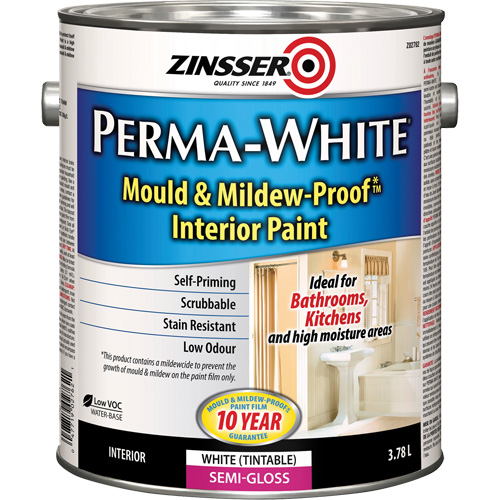 Perma-White&reg; Mold & Mildew-Proof Interior Paint, 3.78 L, Gallon, White Sécurité Médic