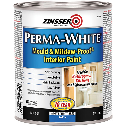 Perma-White&reg; Mold & Mildew-Proof Interior Paint, 931 ml, Can, White Sécurité Médic