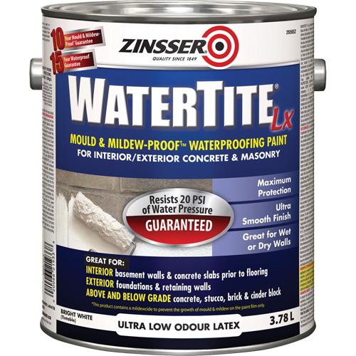 Watertite&reg; LX Mold & Mildew-Proof Waterproofing Paint, 3.78 L, Gallon, White Sécurité Médic