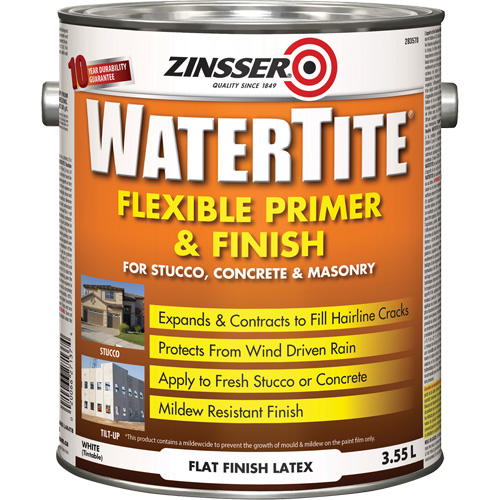 Watertite&reg; Weatherproof Flexible Primer & Finish, 3.55 L, Gallon, White Sécurité Médic