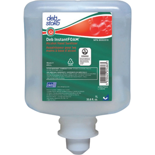 D&eacute;sinfectant pour les mains Instantfoam, 1000 ml, Recharge, 70 % alcool Sécurité Médic
