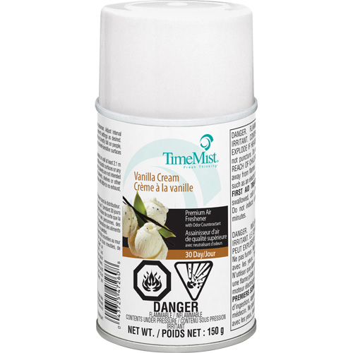 Purificateur dair industriel TimeMist, Cr&egrave;me &agrave; la vanille, Canette a&eacute;rosol/Cartouche Sécurité Médic